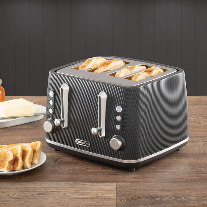 Daewoo Black Cascade 4 Slice Toaster