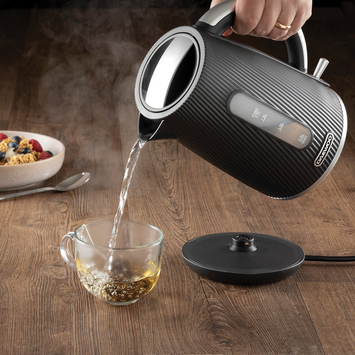 Daewoo Black Cascade Jug Kettle & 2-Slice Toaster Set