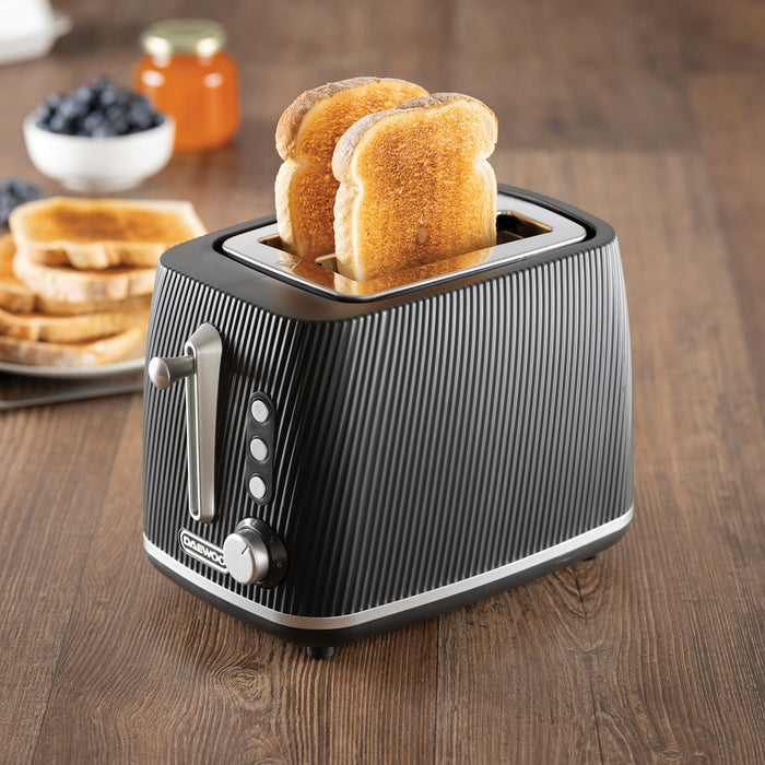 Daewoo Black Cascade Jug Kettle & 2-Slice Toaster Set