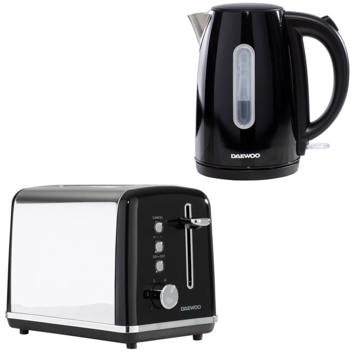 Daewoo Black Kensington Jug Kettle & 2-Slice Toaster Set