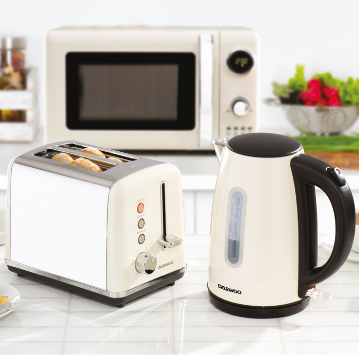 Daewoo Cream Kensington Jug Kettle & 2-Slice Toaster Set