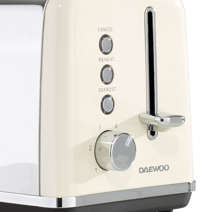 Daewoo Cream Kensington Pyramid Kettle & 2-Slice Toaster Set