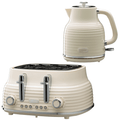 Daewoo Cream Sienna Jug Kettle & 4 Slice Toaster Set