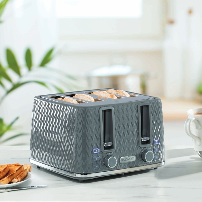 Daewoo Dark Grey Argyle 4 Slice Toaster