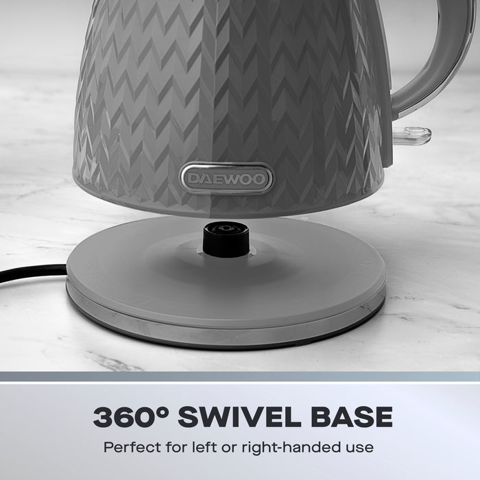 Daewoo Dark Grey Argyle Kettle & 2 Slice Toaster Set