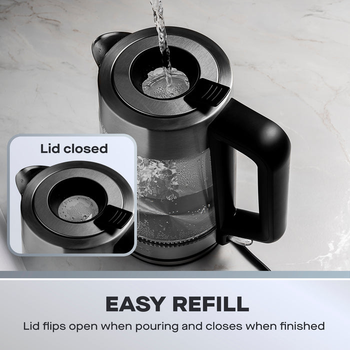 Daewoo Easy Fill LED Illuminating 1.7L Glass Kettle