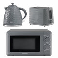 Daewoo Grey Argyle Kettle, 2 Slice Toaster & Microwave Set