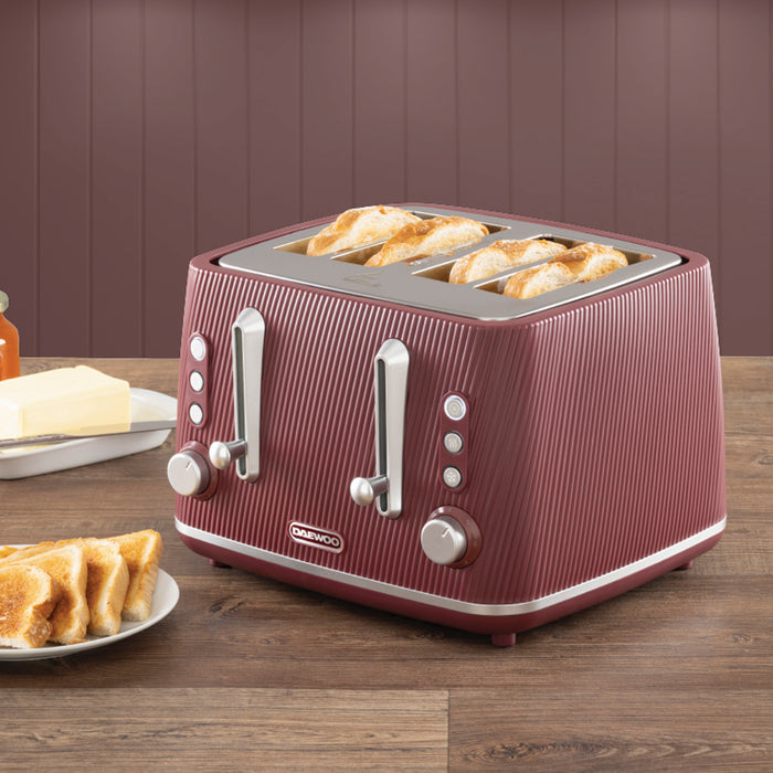 Daewoo Ruby Red Cascade 4 Slice Toaster