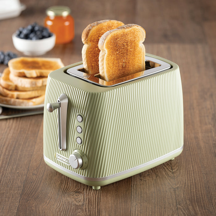 Daewoo Sage Green Cascade 2 Slice Toaster
