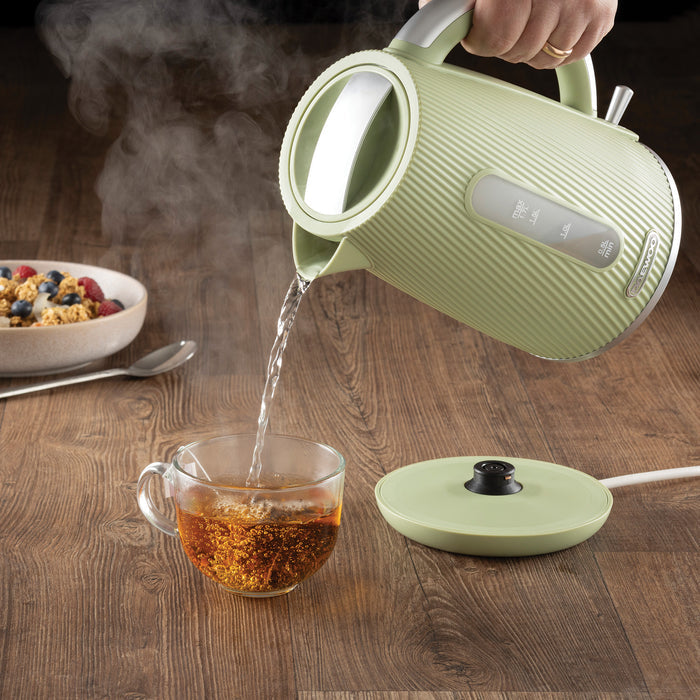 Daewoo Sage Green Cascade Jug Kettle & 2-Slice Toaster Set