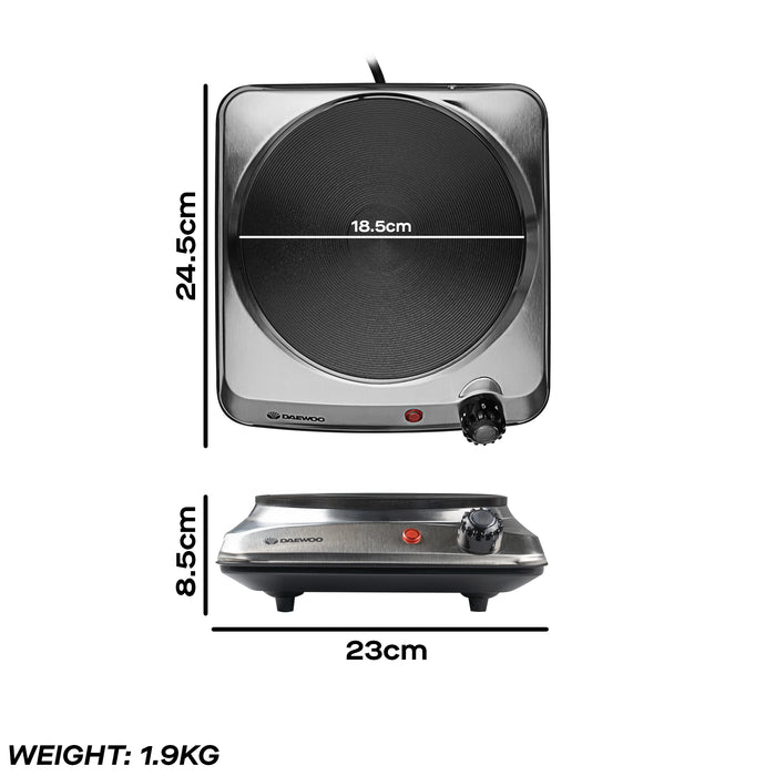 Daewoo Single 1500W Stainless Steel Hot Plate Hob