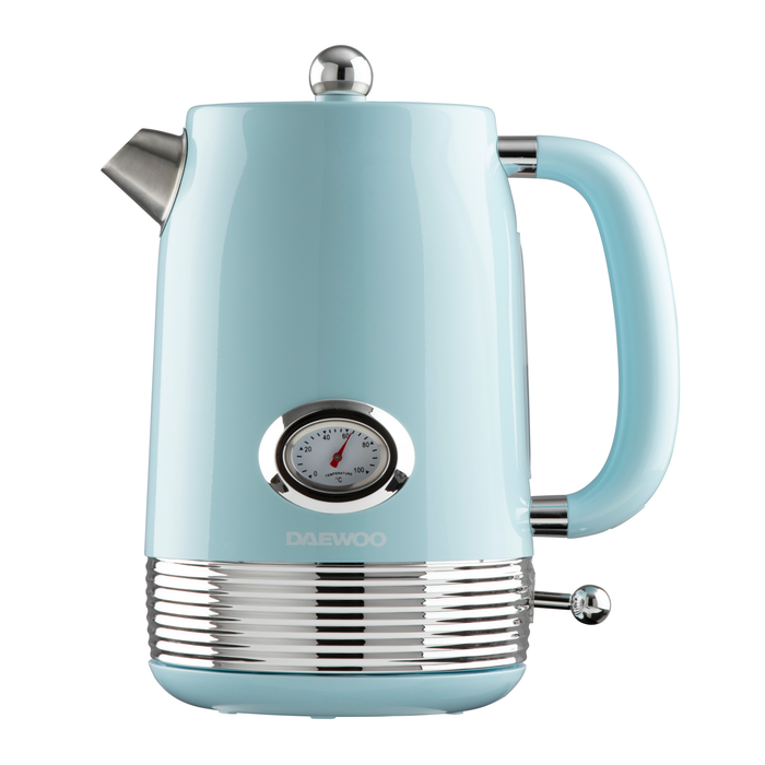 Daewoo Sky Blue Denver Jug Kettle & 4 Slice Toaster Set