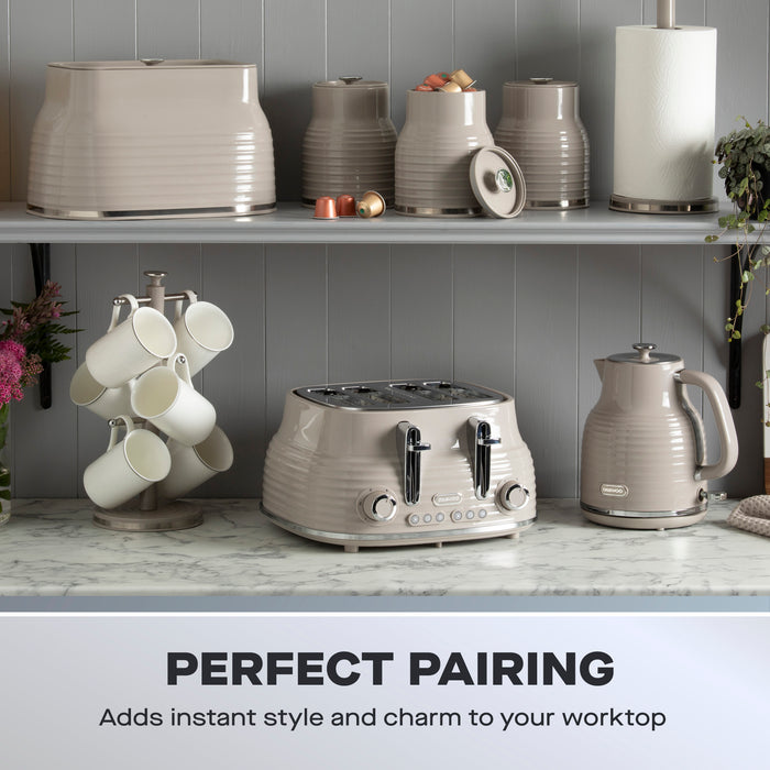 Daewoo Taupe Sienna Jug Kettle & 4 Slice Toaster Set