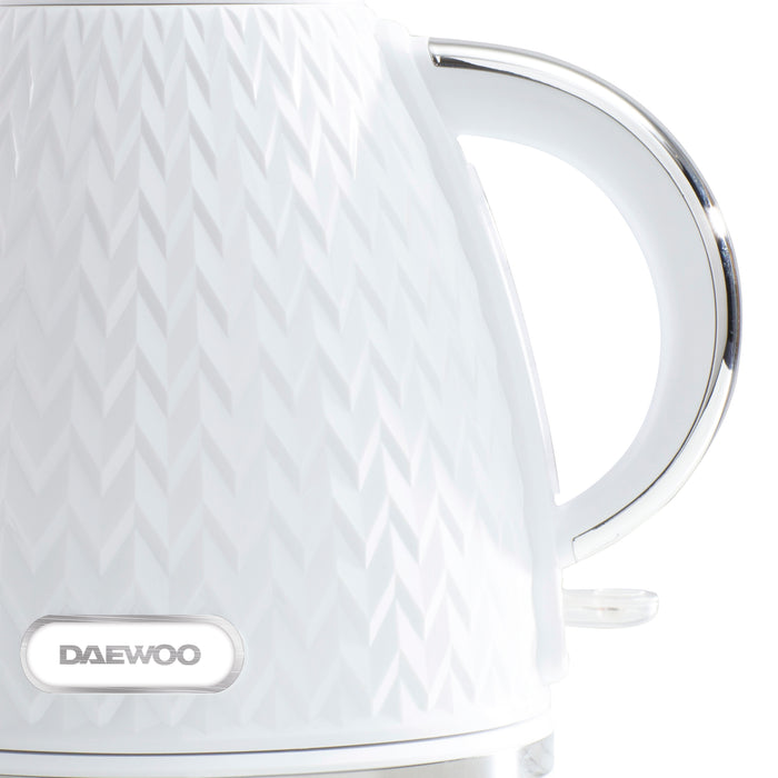 Daewoo White Argyle 1.7L Jug Kettle