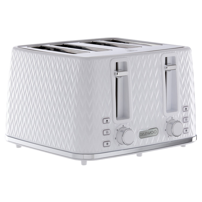 Daewoo White Argyle 4 Slice Toaster