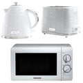Daewoo White Argyle Kettle, 2 Slice Toaster & Microwave Set