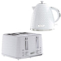 Daewoo White Argyle Kettle & 4 Slice Toaster Set