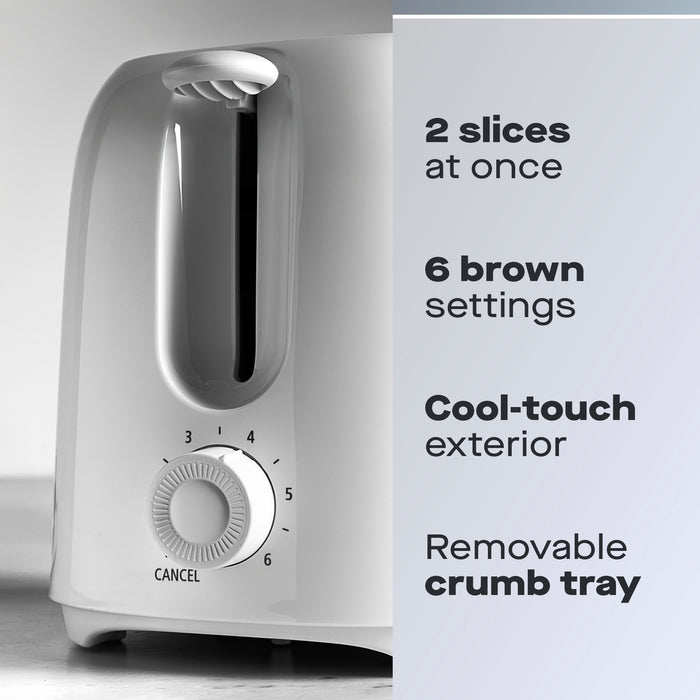 Daewoo White Essentials 2-Slice Toaster