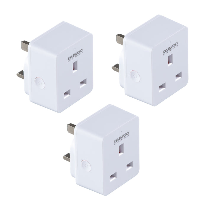 Daewoo WiFi 13Amp Smart Plug Socket Adaptor, Pack of 3