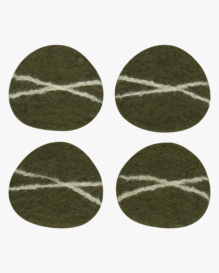 Danica Heirloom, Striato Felt Wool Coasters, Olive Branch, Set of 4