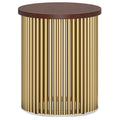 Cognac and Gold Wood | Demy Metal and Wood Accent Table