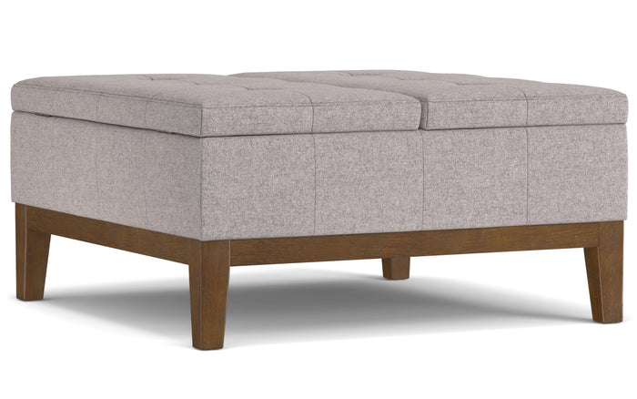 Cloud Grey Linen Style Fabric | Dover Lift Top Coffee Table Storage Ottoman