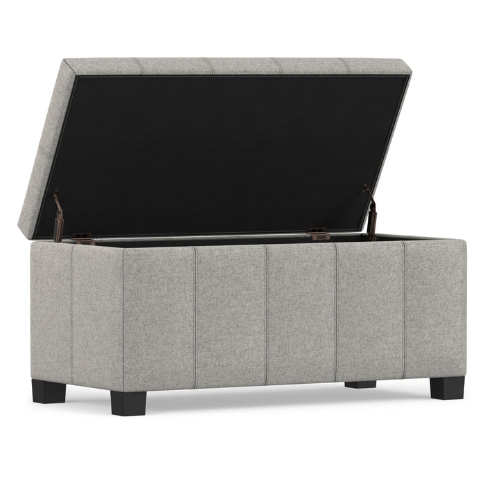 Cloud Grey Linen Style Fabric | Dover Storage Ottoman in Linen
