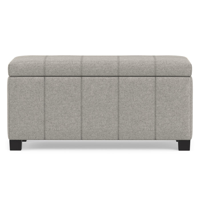 Cloud Grey Linen Style Fabric | Dover Storage Ottoman in Linen