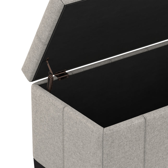 Cloud Grey Linen Style Fabric | Dover Storage Ottoman in Linen