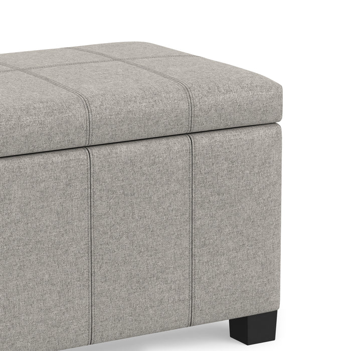 Cloud Grey Linen Style Fabric | Dover Storage Ottoman in Linen