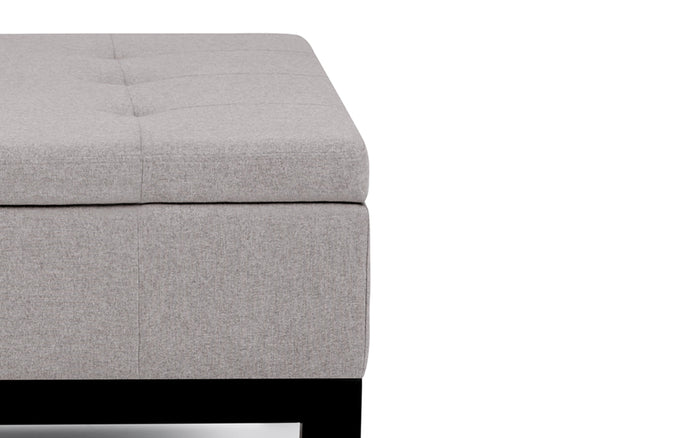 Cloud Grey Linen Style Fabric | Dover Square Vegan Leather Coffee Table Storage Ottoman