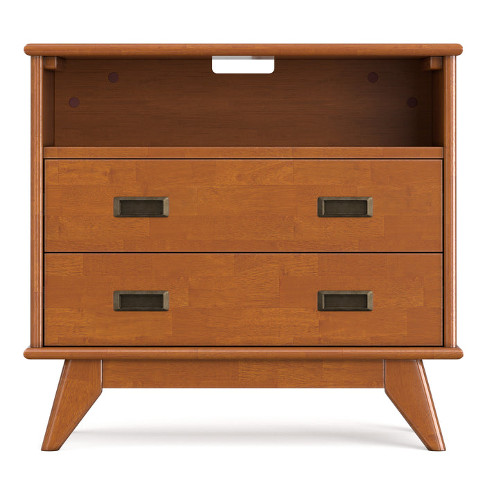 Teak Brown | Draper 28 inch Bedside Table with 2 Drawers and Top Shelf