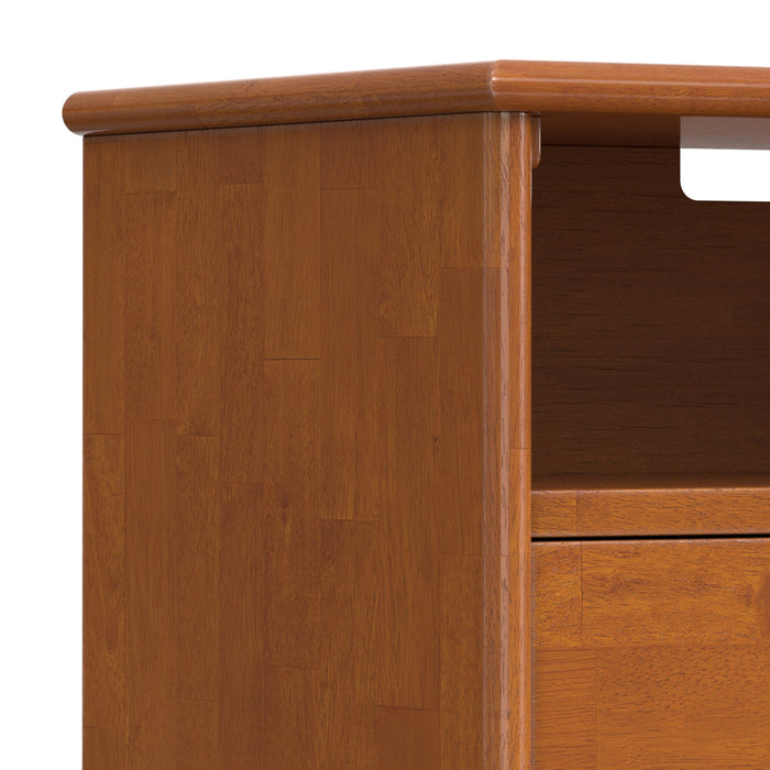 Teak Brown | Draper 28 inch Bedside Table with 2 Drawers and Top Shelf