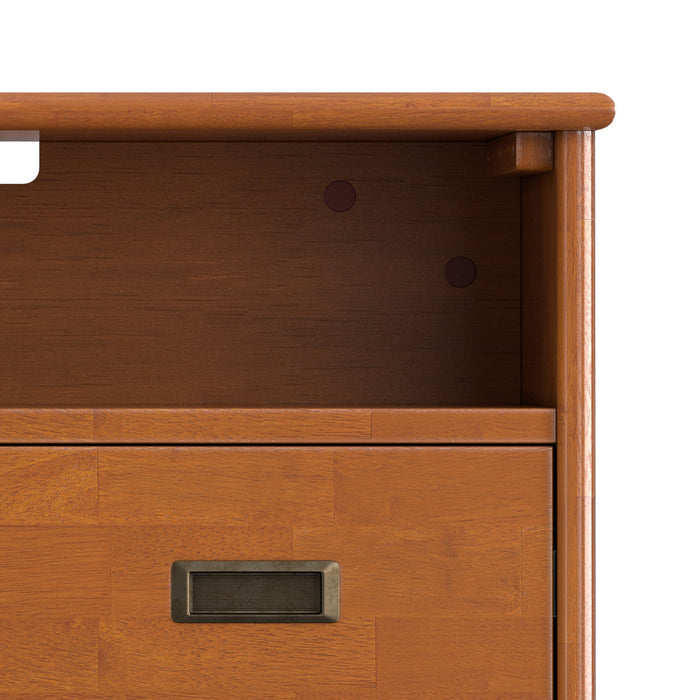 Teak Brown | Draper 28 inch Bedside Table with 2 Drawers and Top Shelf