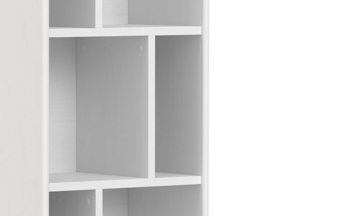 White | Draper Mid Century 64 x 22 inch Bookcase with Storage in Medium Auburn Brown