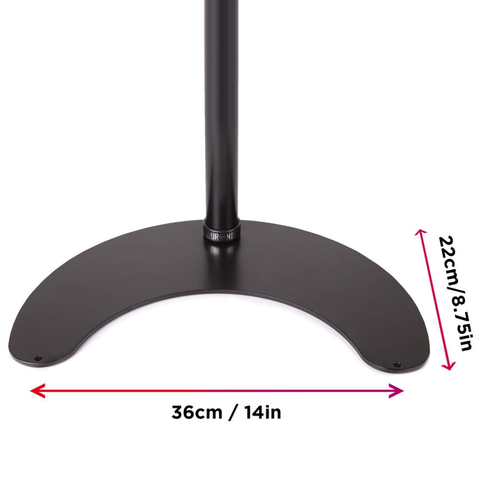 Duronic DM15D1 Monitor Stand with dimensions: 36cm width by 22cm depth for desk stability.