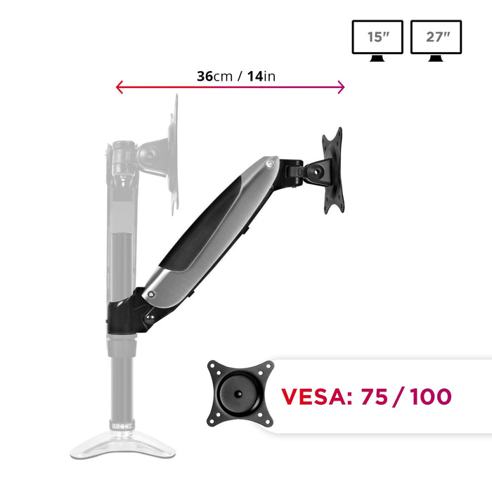 Duronic Spare Arm Set with 36cm extension, compatible with 15-27 inch screens and VESA 75/100 mounts.