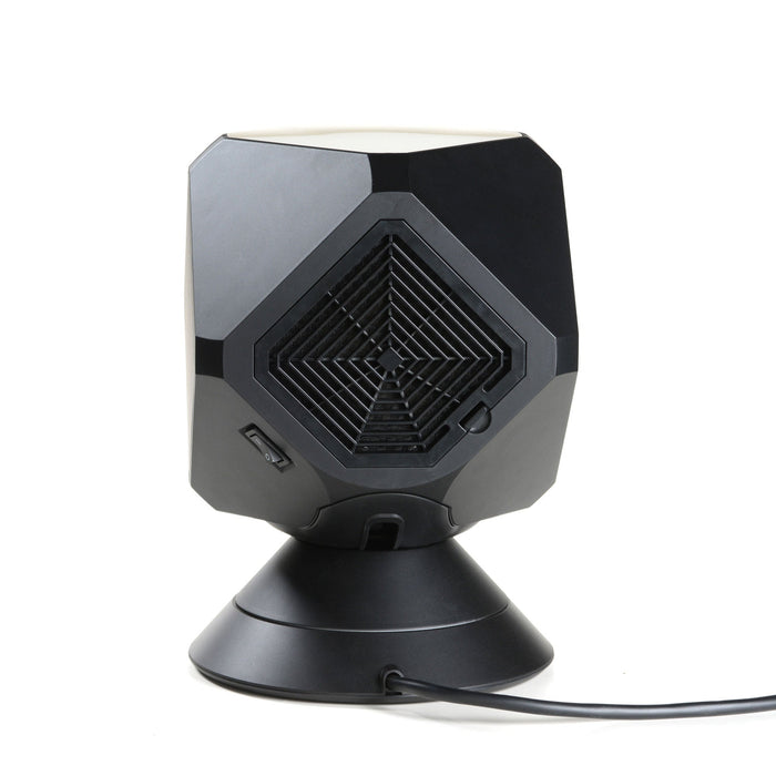 Refurbished EdenPURE 360 Air Fan Heater Cooler in black with adjustable vent and power cord isolated on white background