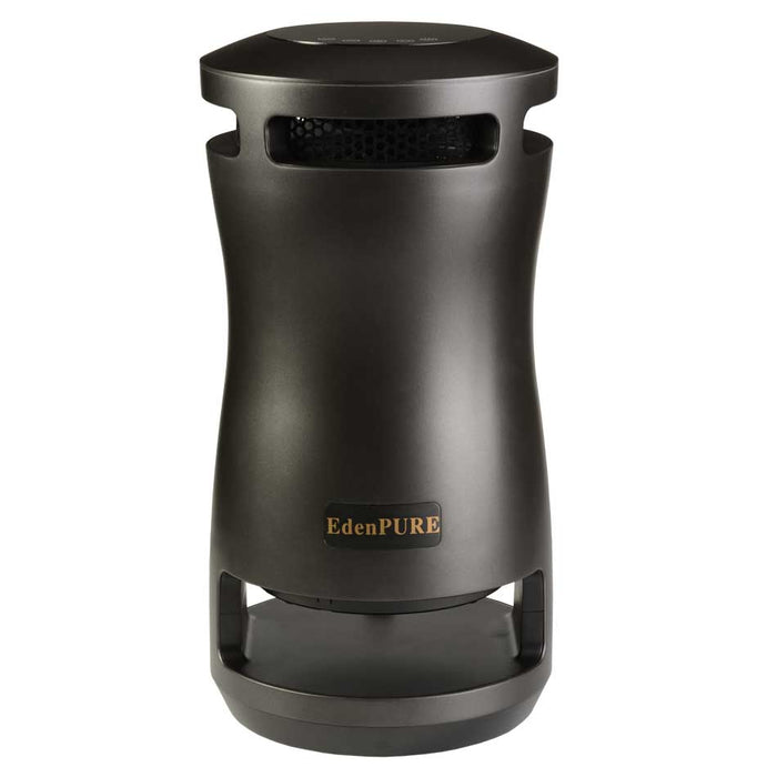 EdenPURE 360 Super Climater space heater and cooler in black with sleek curved design isolated on white background
