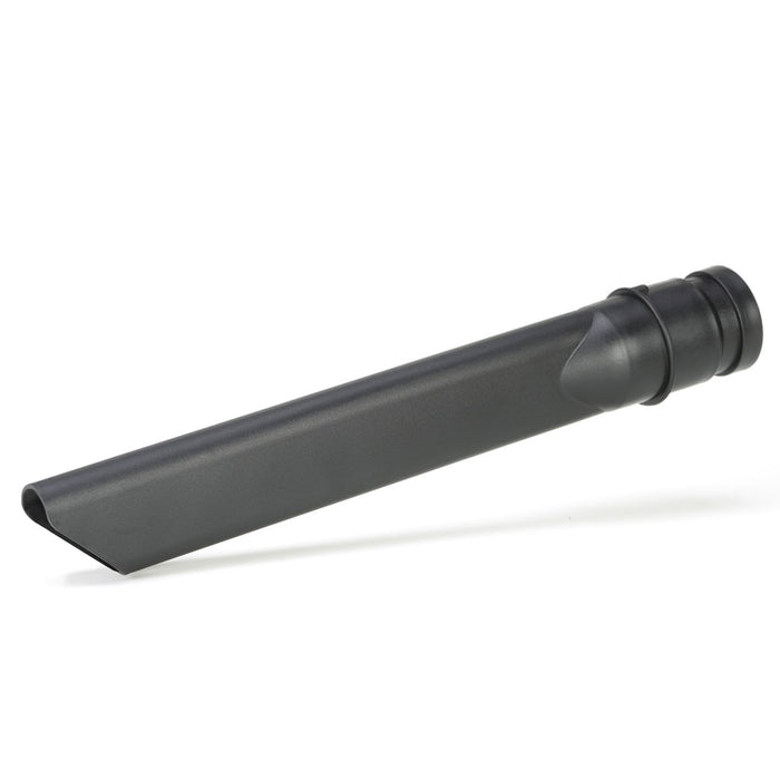 Black crevice tool attachment for EdenPURE Bio SpeedCLEAN VX200 cordless vacuum cleaner on white background