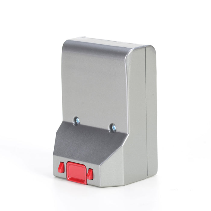 EdenPURE Bio SpeedCLEAN VX200 replacement battery with silver casing and red release button on white background