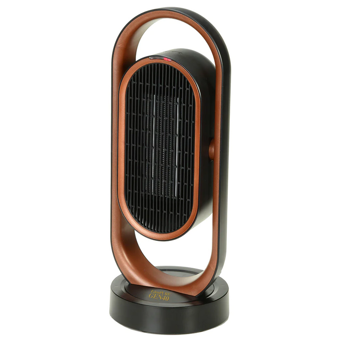 EdenPURE GEN40 Infrared Heater in black and bronze with oval heating element and standing base isolated on white background