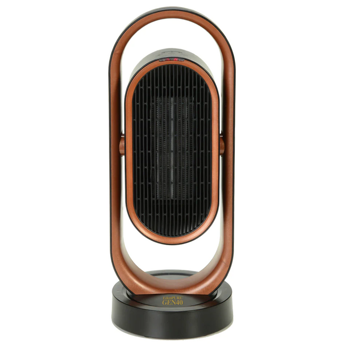 EdenPURE GEN40 Infrared Heater in black and bronze with oval heating element and circular base isolated on white background