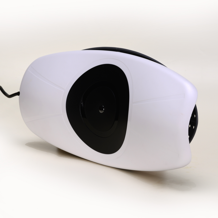 EdenPURE PainNOT Smart Back Appliance in white and black with ergonomic design and power cord isolated on white background