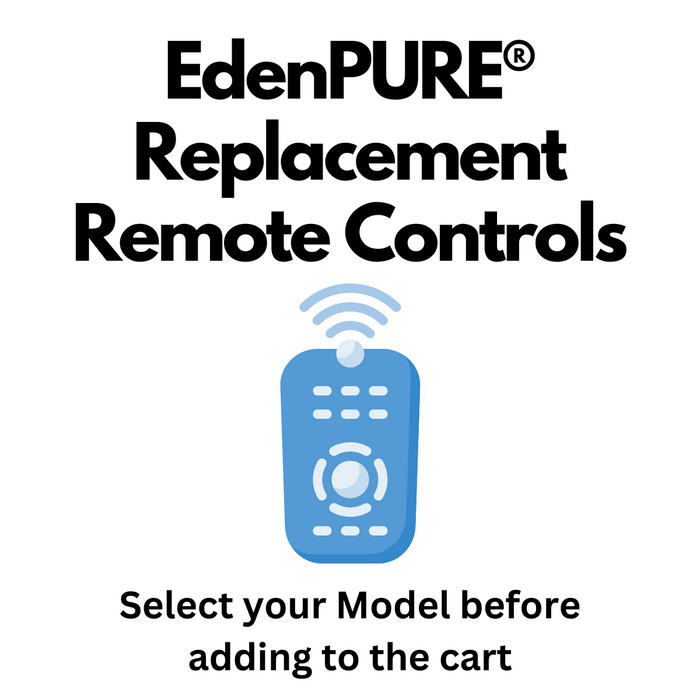 EdenPURE replacement remote control icon with text instructing to select model before adding to cart