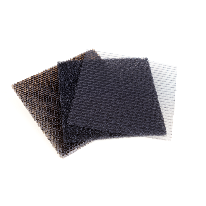 EdenPURE Thunderstorm Oxileaf XL100 complete replacement filter set with multiple black and brown mesh layers isolated on white background