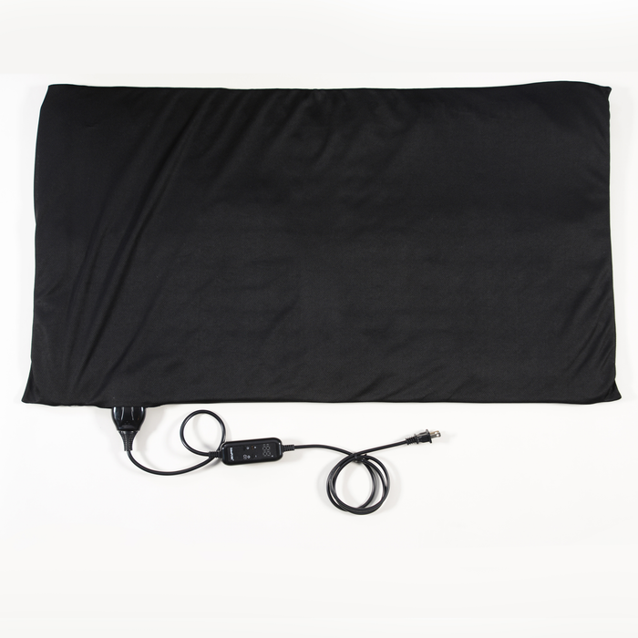 EdenPURE TotalRELIEF heating pad in black fabric with attached wired digital control on white background