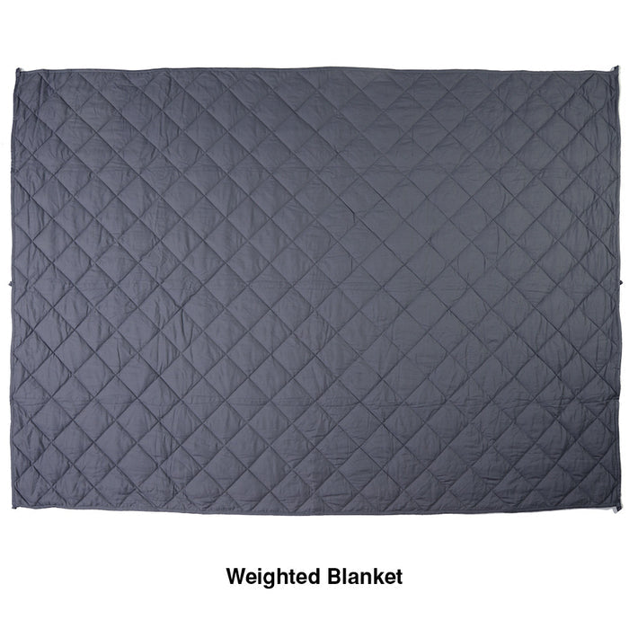 EdenPURE weighted calming blanket in large size with dark gray quilted pattern on white background