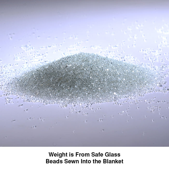 Close-up of transparent safe glass beads used as weight filling for EdenPURE Weighted Calming Blanket
