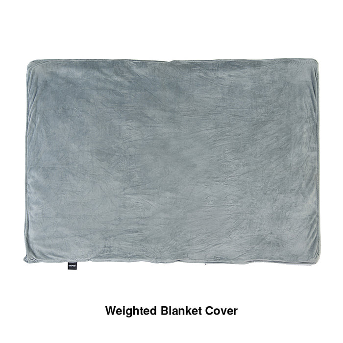 EdenPURE small weighted calming blanket cover in soft gray fabric isolated on white background